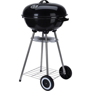 Kolgrill med hjul 46 cm svart metall utegrill barbecue