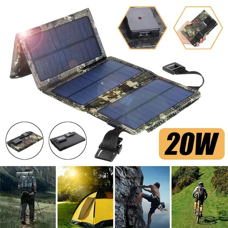 20W Bärbar Solpanel Laddare IP67 Vattentät Grön Portabel finns hos Aktivcamping
