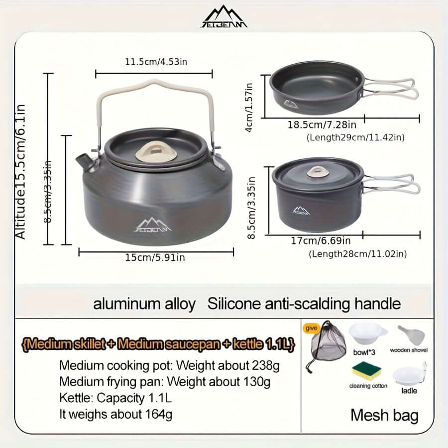 Camping Kokärlsset för 4 personer 9-delar Lättvikt Aluminium Allt-i-ett finns hos Aktivcamping