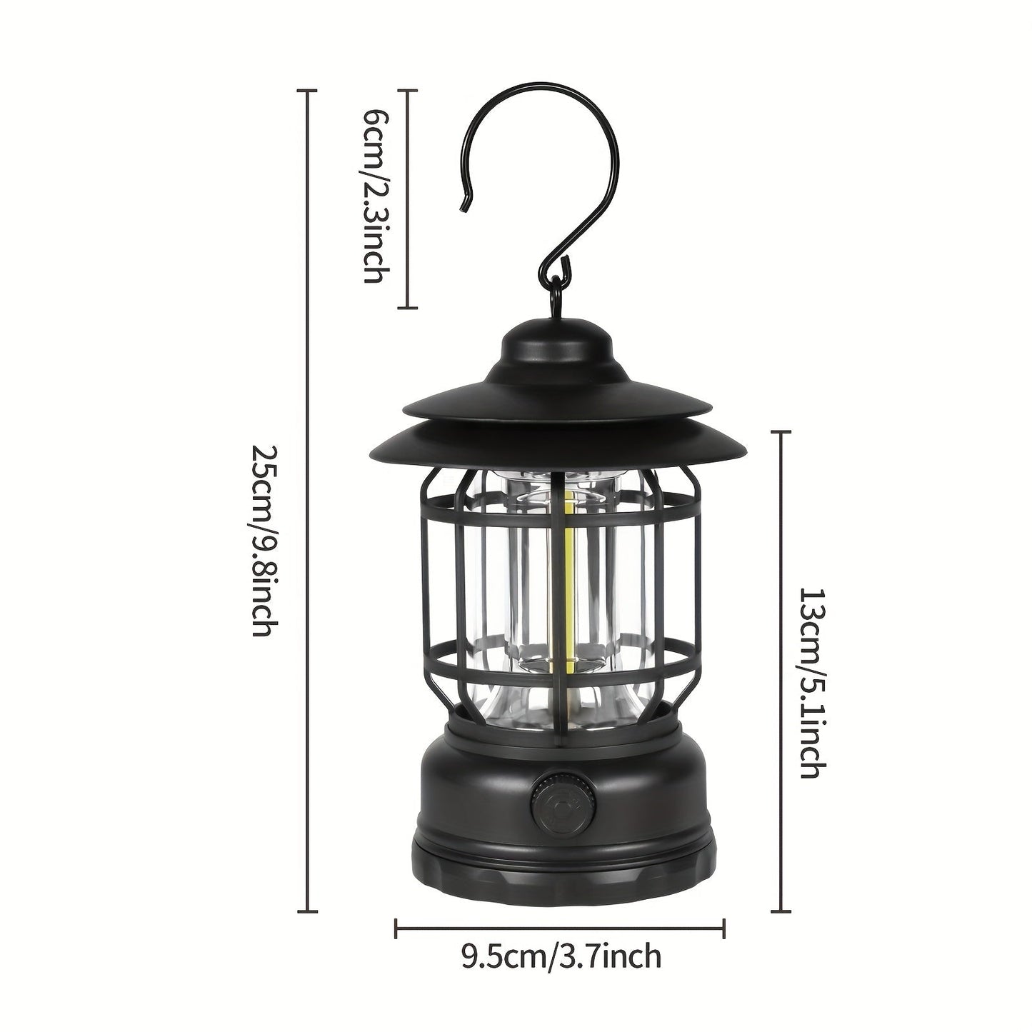 Retro LED Campinglampa med touchkontroll och Uppladdningsbart Batteri