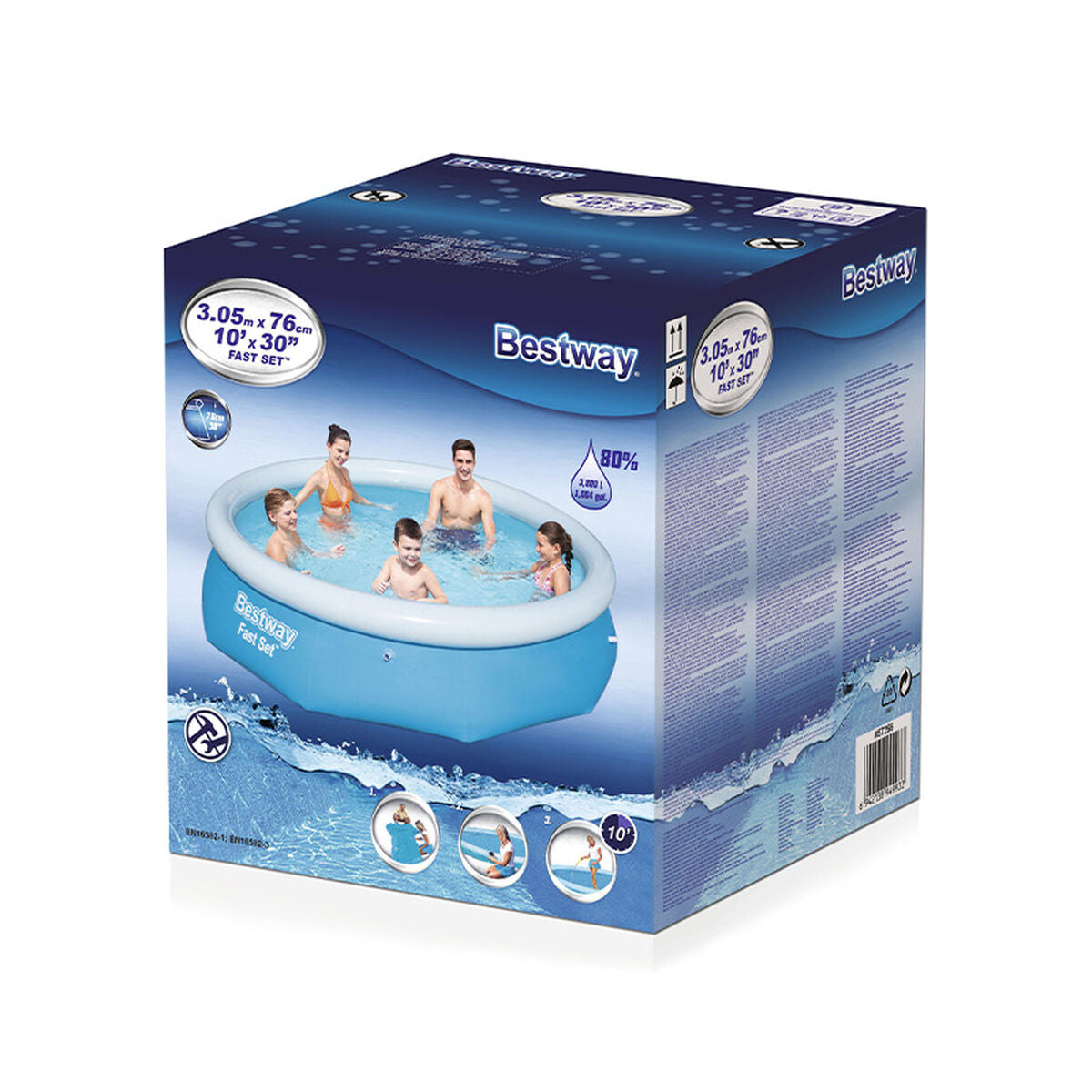 Uppblåsbar bassäng Bestway Blå 3800 l 305 x 76 cm
