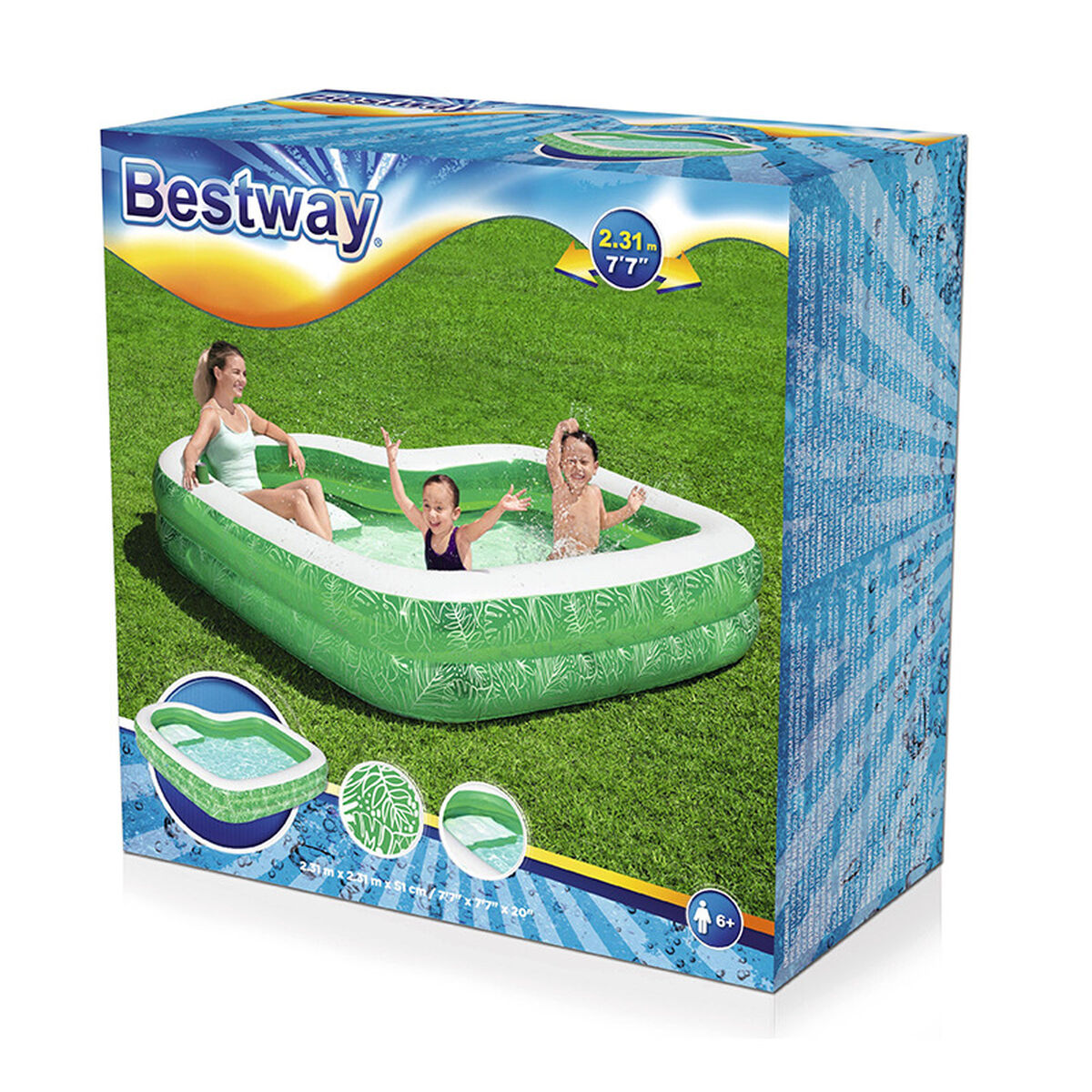 Inflatable Children's Paddling Pool Bestway Green Multicolour 231 x 231 x 51 cm
