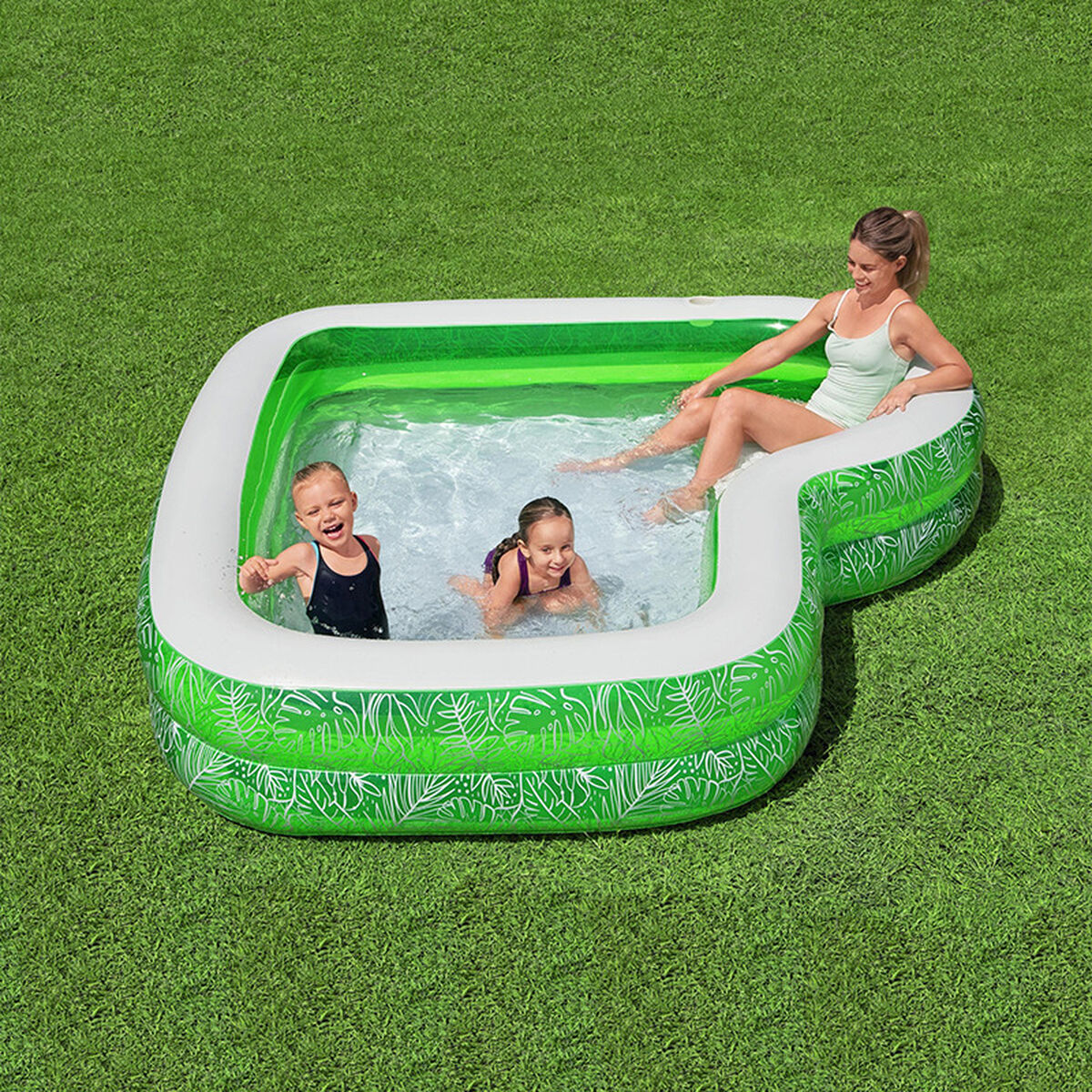 Inflatable Children's Paddling Pool Bestway Green Multicolour 231 x 231 x 51 cm