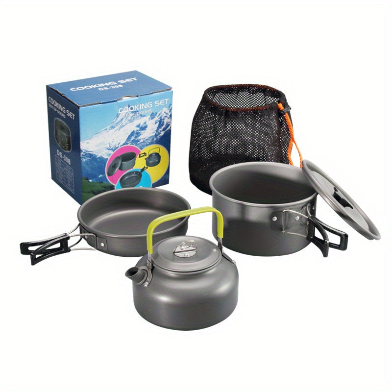 3-delars campingkokset i aluminium lätt och portabelt kit-2