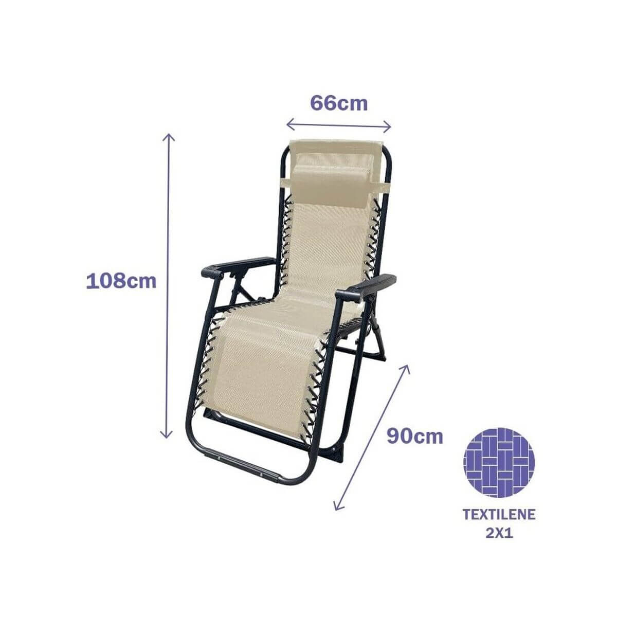Solstol Marbueno 190 x 27 x 58 cm Beige finns hos Aktivcamping