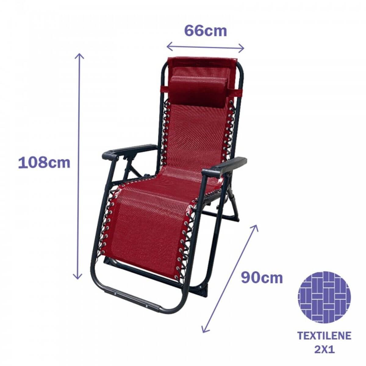 Hopfällbar Stol Marbueno Bordeaux 90 x 108 x 66 cm finns hos Aktivcamping