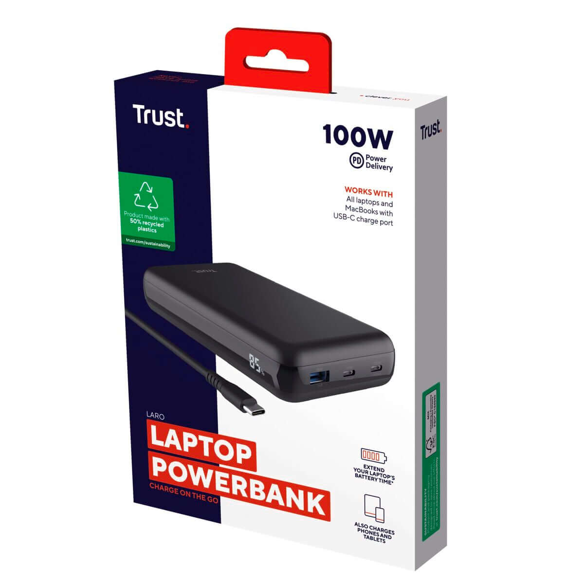 Powerbank Trust 25240 Svart 20000 mAh finns hos Aktivcamping