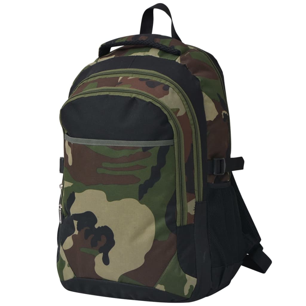 Skolryggsäck Vidaxl 40 L svart camo stor kapacitet vattenavvisande