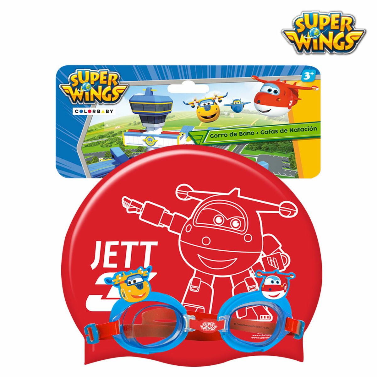 Badmössa och simglasögon Super Wings Barn (12 antal) finns hos Aktivcamping