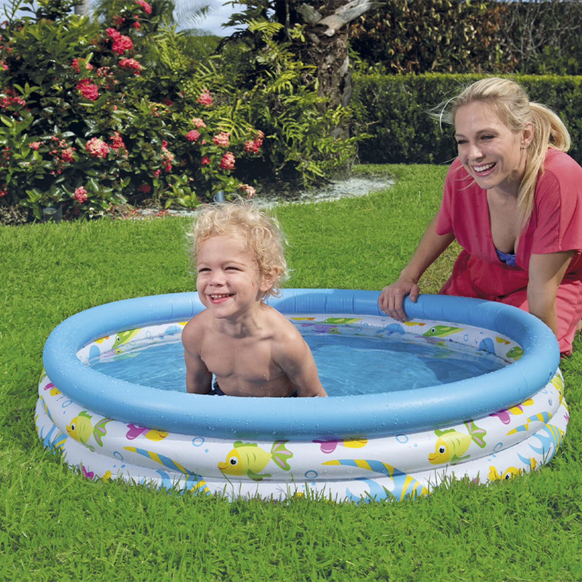 Bestway Uppblåsbar Barnpool 3 Ringar Coral 102x25 cm +2 År Trädgård 51008 finns hos Aktivcamping