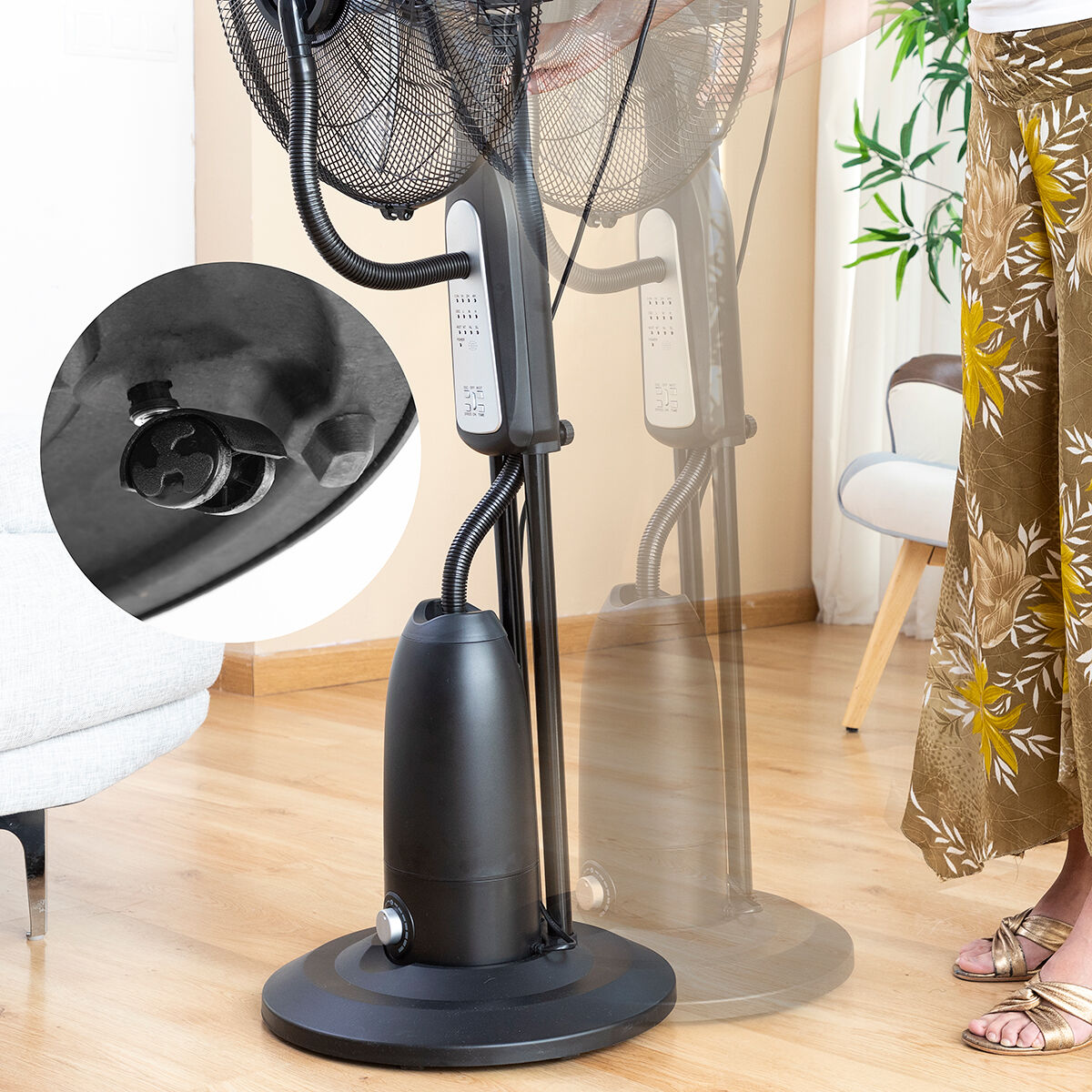 Golvfläkt med fjärrkontroll InnovaGoods Mistinn Svart 90 W 2,8 L - finns hos Aktivcamping