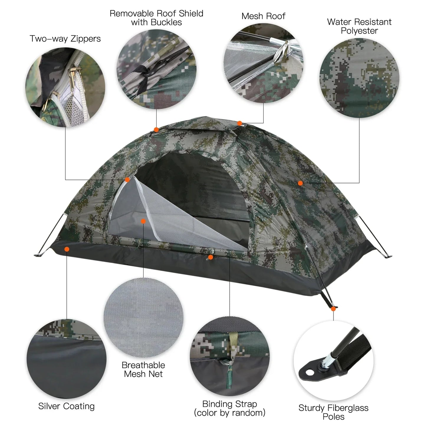 Tält för en person med Mesh Ventilation UV-Skydd Grön Ultralätt Camping