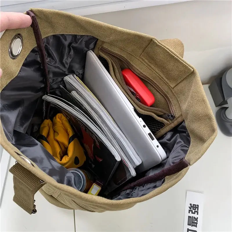 Ryggsäck Canvas Resväska Khaki, Stor Kapacitet finns hos Aktivcamping