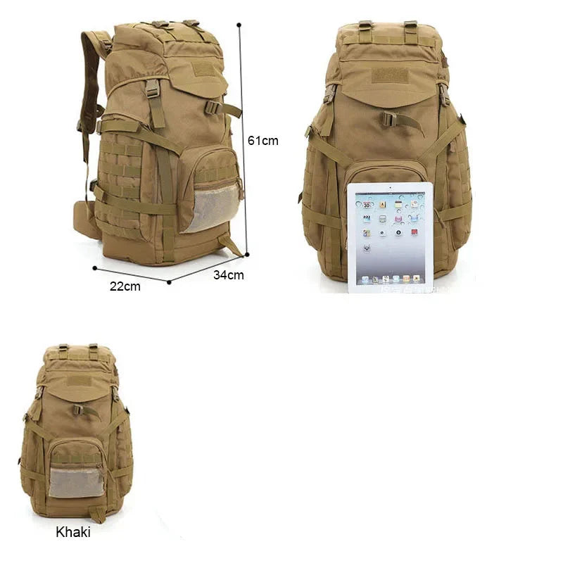 Vattentät Ryggsäck för Camping Khaki 60L-4