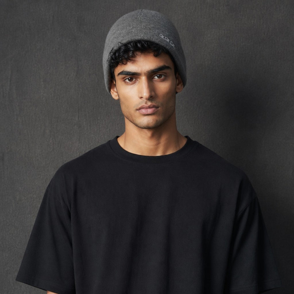 ORTLES Unisex Knit Beanie Made in Italy Melange Grey Acrylic