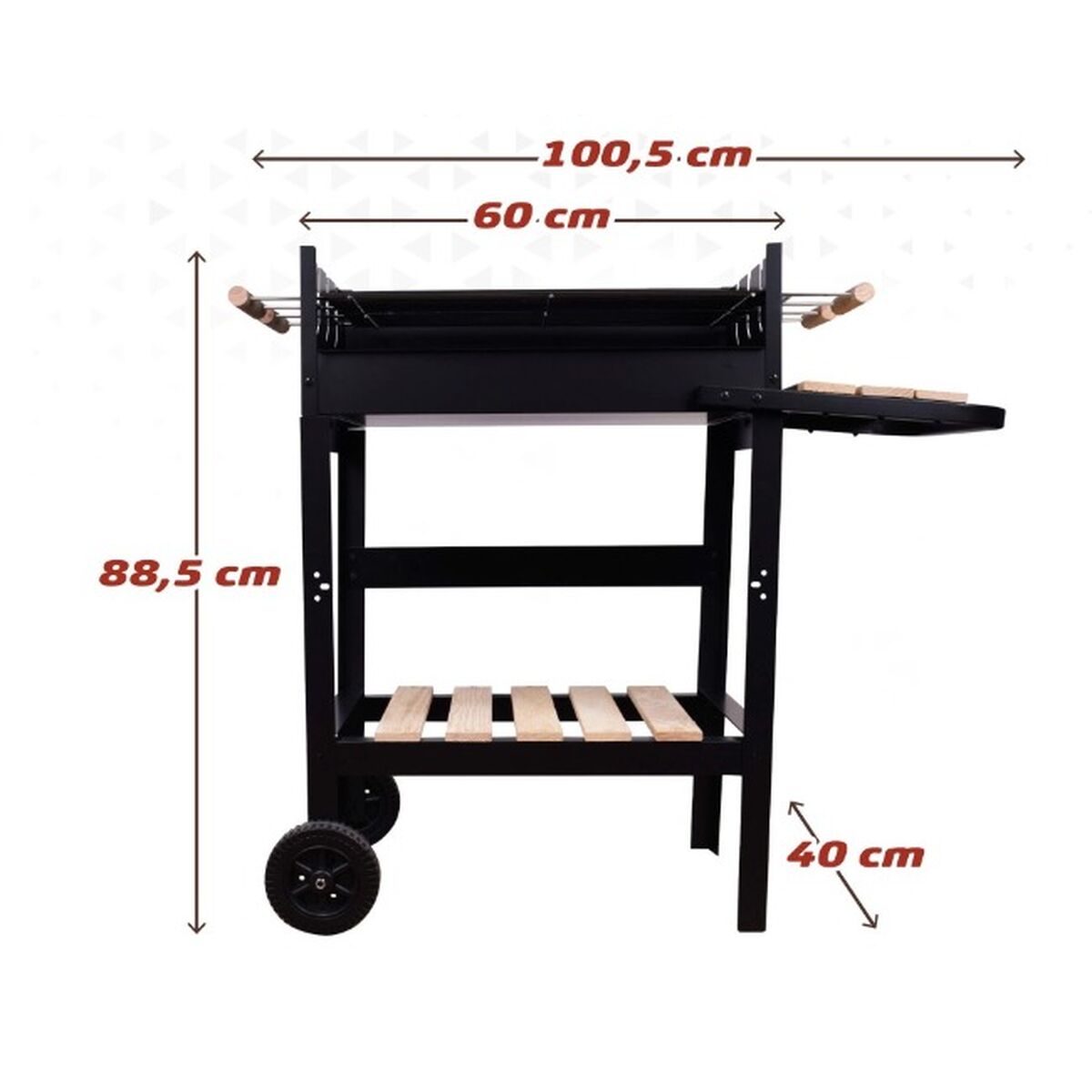 Kolgrill med hjul Aktive Emaljerad metall 100,5 x 88,5 x 40 cm Svart - finns hos Aktivcamping