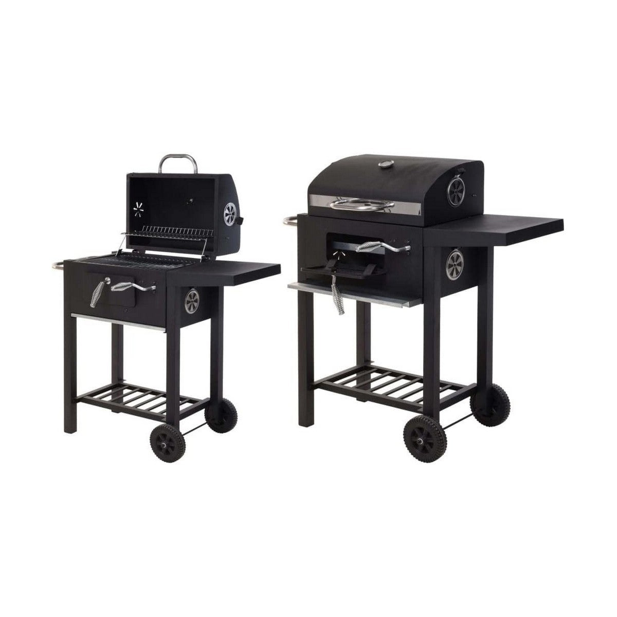 Kolgrill med lock och hjul 48,5 x 36 x 96 cm Svart finns hos Aktivcamping