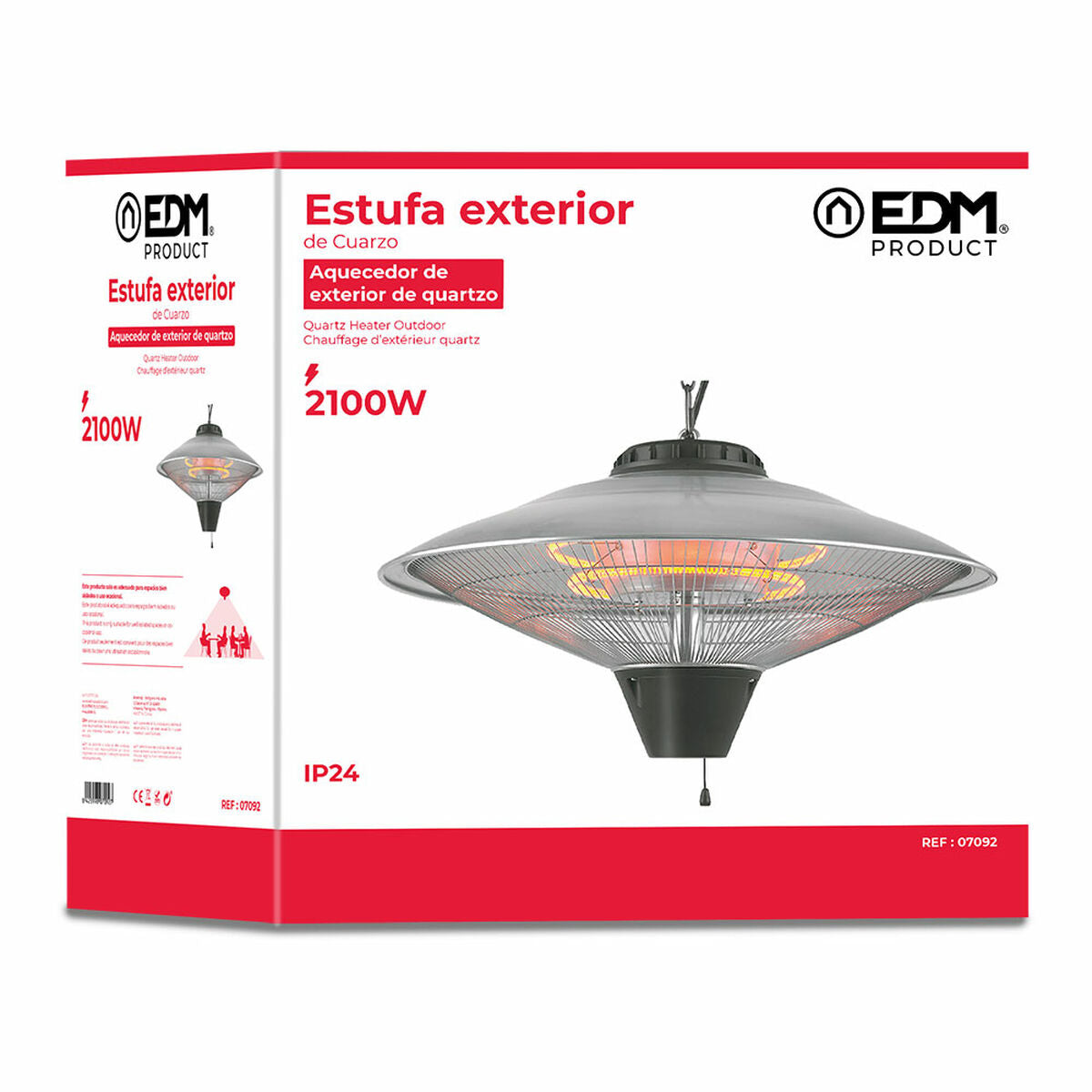 Kvartsvärmare EDM 07092 07092 2100 W Ø 56,5 x 30 cm Svart - finns hos Aktivcamping