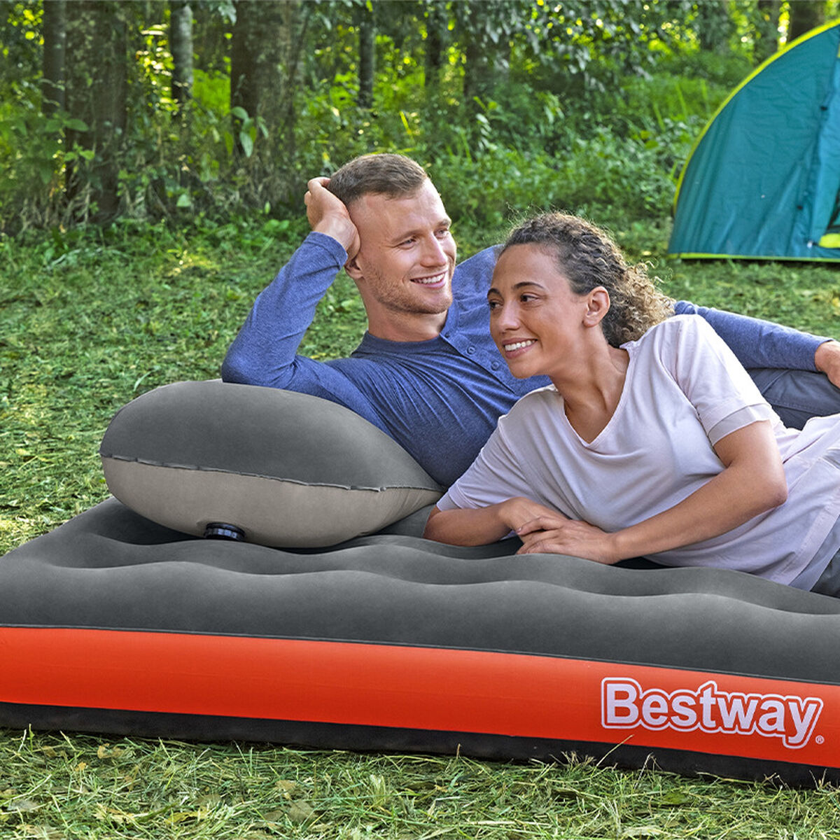 Luftmadrass Dubbel Roll & Relax Bestway 203x183x22 cm finns hos Aktivcamping