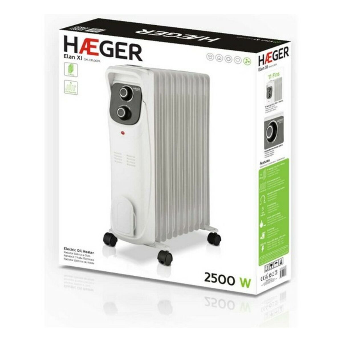 Oljeelement (11 ribbor) Haeger 2500 W finns hos Aktivcamping