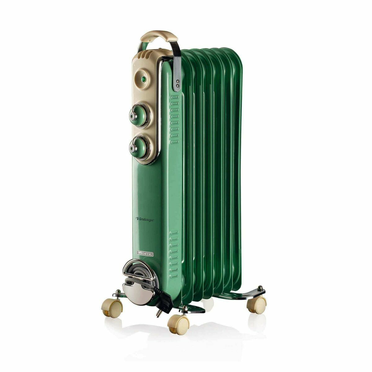Oljeelement (7 ribbor) Ariete 837/04 Grön 1500 W finns hos Aktivcamping