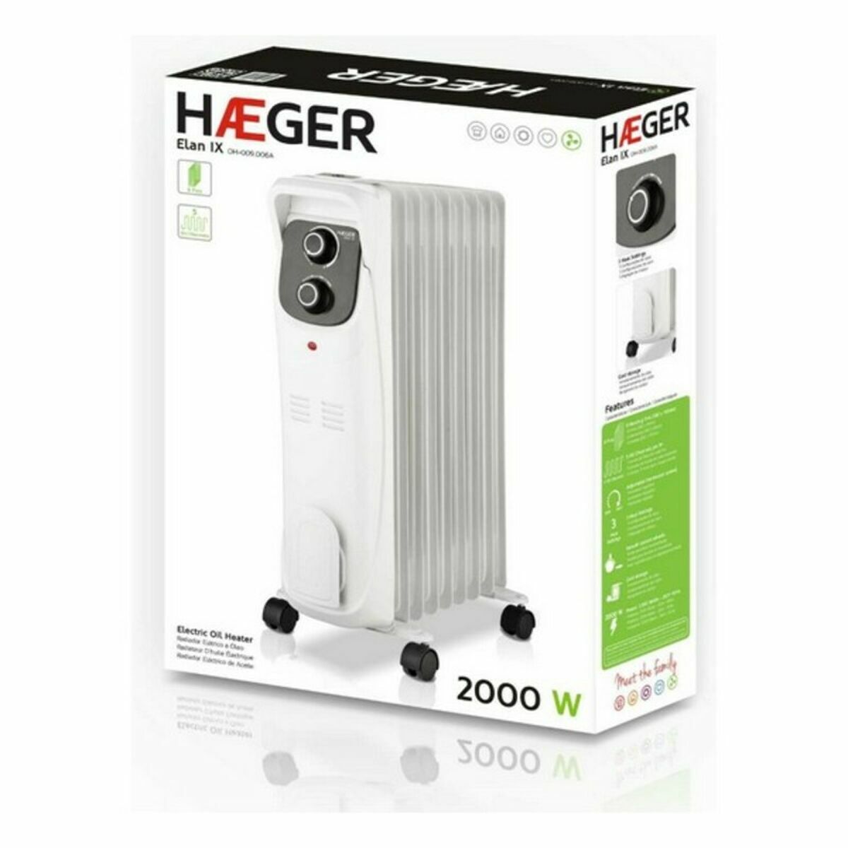 Oljeelement (9 ribbor) Haeger 2000 W finns hos Aktivcamping