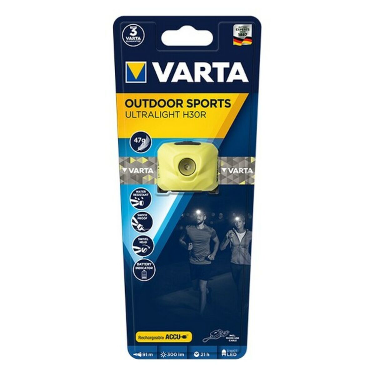 Pannlampa LED Varta H30R 300 lm IPX4 3 W finns hos Aktivcamping