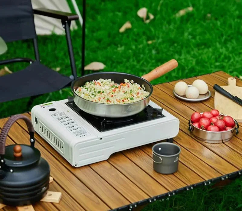 Camping Stekpanna Non-Stick Rostfritt Stål Lättviktsdesign Silver-4