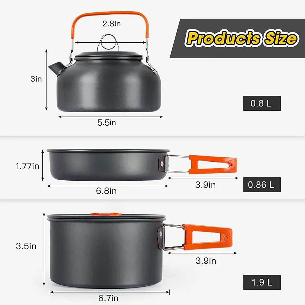 Camping Kokkärlsset Non-Stick Lätta Grytor för 2-3 Personer-4