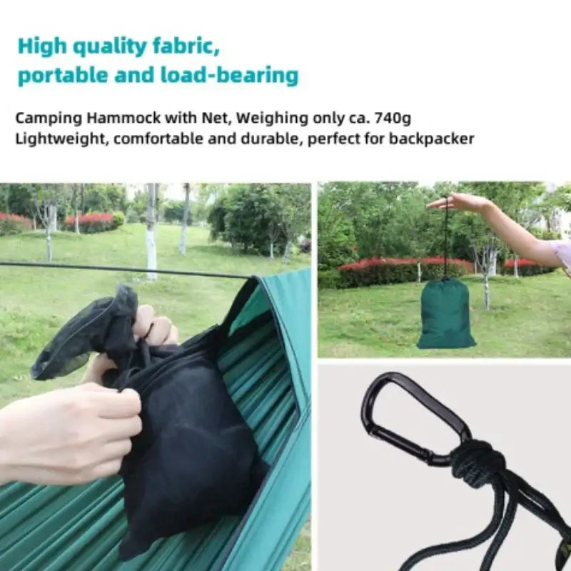 Hängmatta 2 Personers Camping Hammock med Myggnät och Regnskydd finns hos Aktivcamping