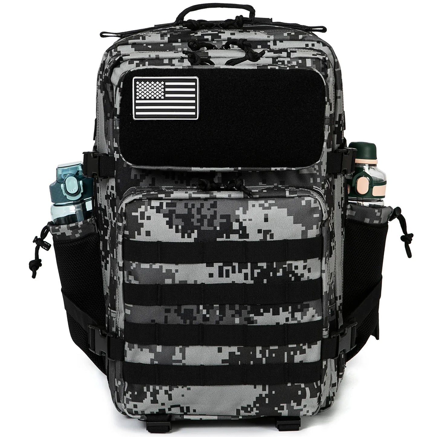Vattentät Taktisk Ryggsäck Svart Camo MOLLE 45L