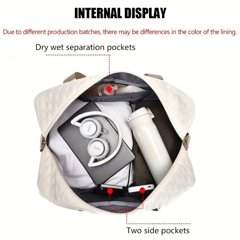 Stor Nylon Resväska Sportväska Weekendbag Multificka Beige finns hos Aktivcamping