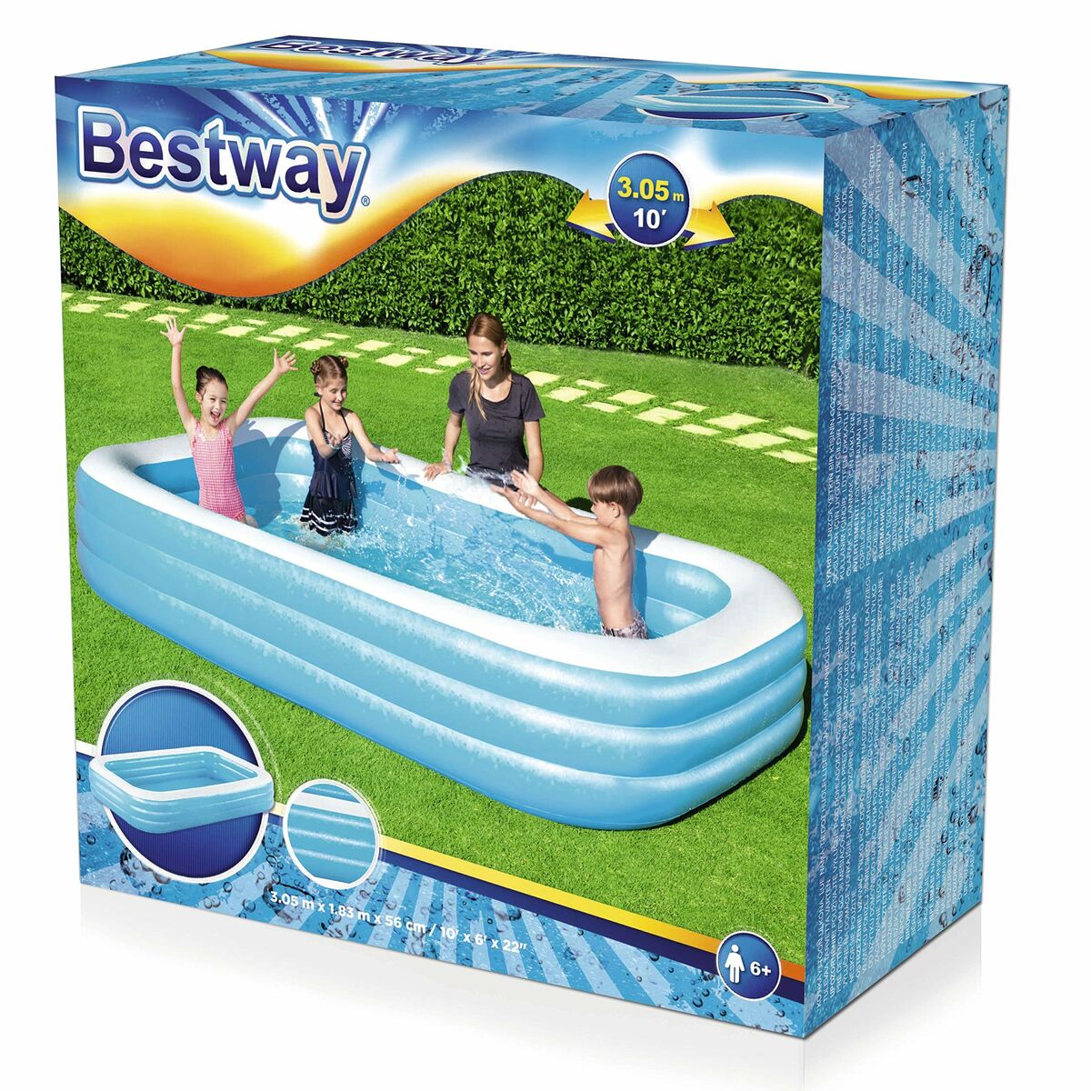 Uppblåsbar plaskpool för barn Bestway Multicolour 305 x 183 x 56 cm finns hos Aktivcamping