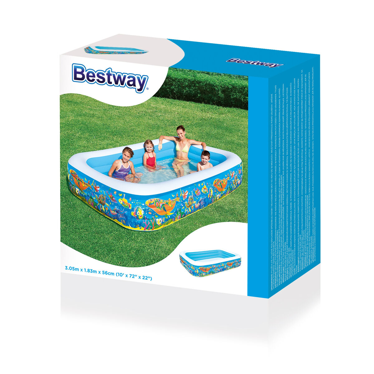 Uppblåsbar plaskpool för barn Bestway Multicolour 305 x 183 x 56 cm Blommig finns hos Aktivcamping