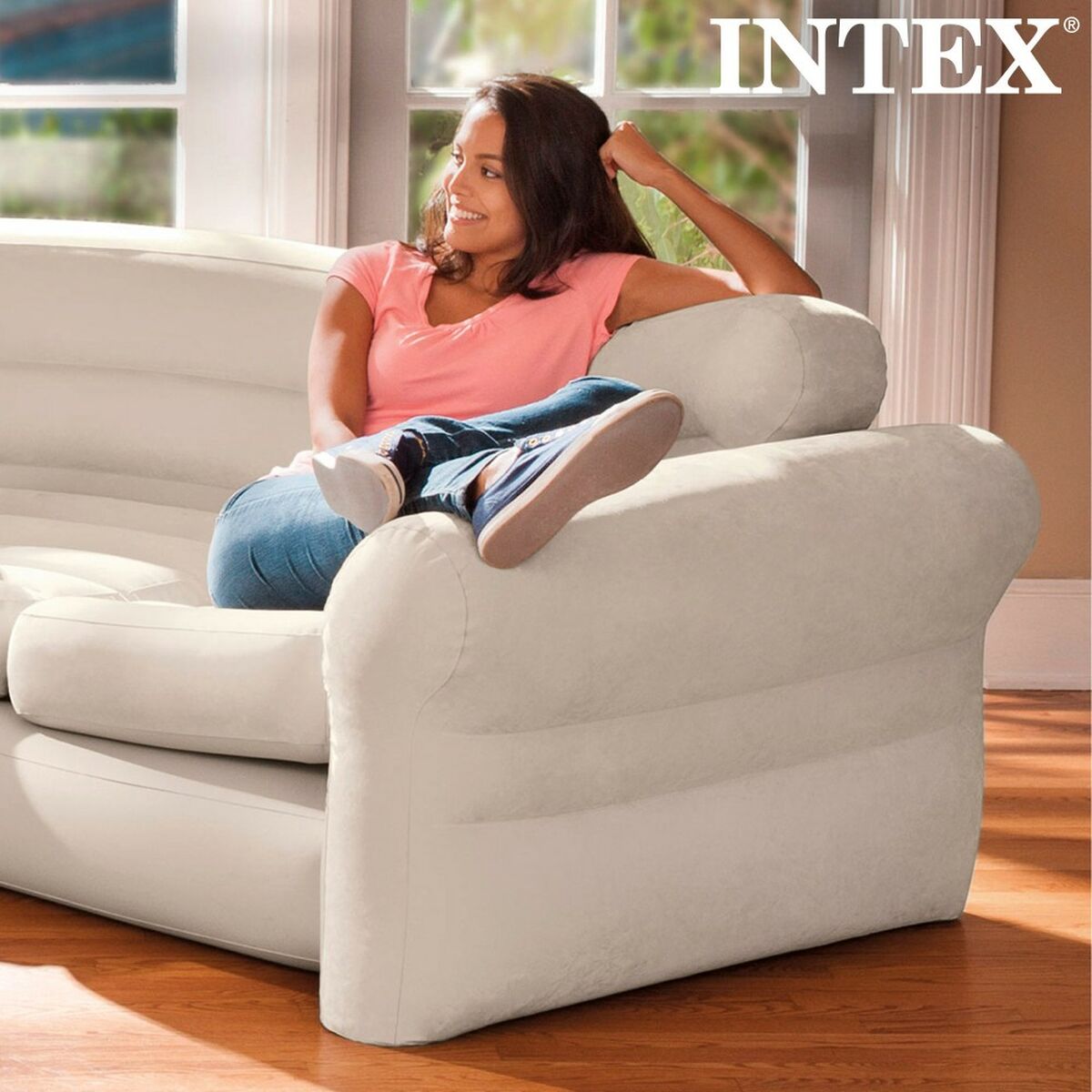 Uppblåsbar soffa Intex 257 x 76 x 203 cm - finns hos Aktivcamping