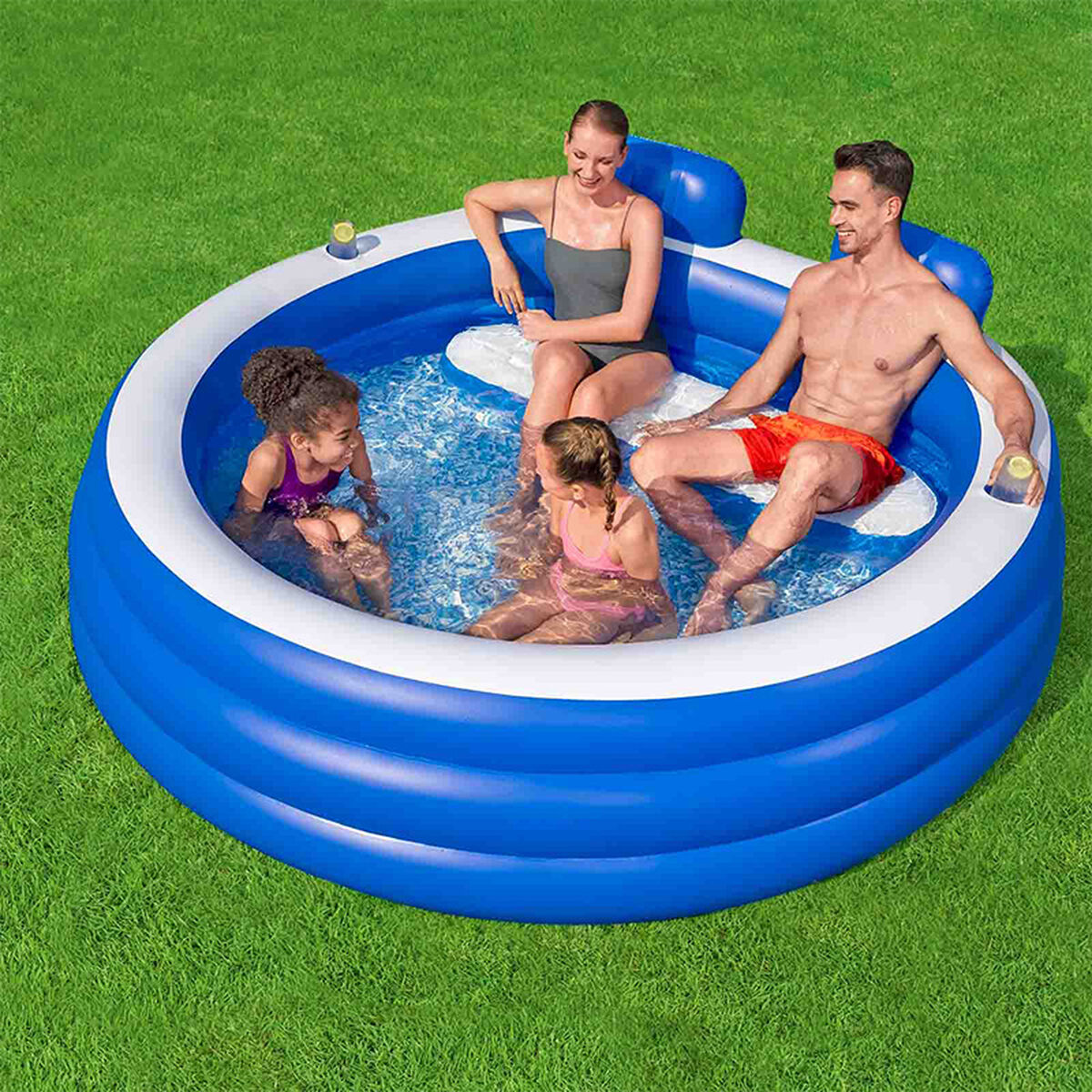 Upplåsbar bassäng Bestway Multicolour 219 x 231 x 79 cm - finns hos Aktivcamping