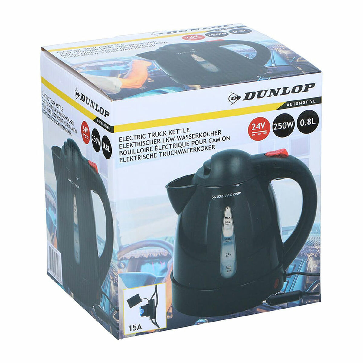 Vattenkokare Dunlop 250 W 0,8 L 12–24V finns hos Aktivcamping