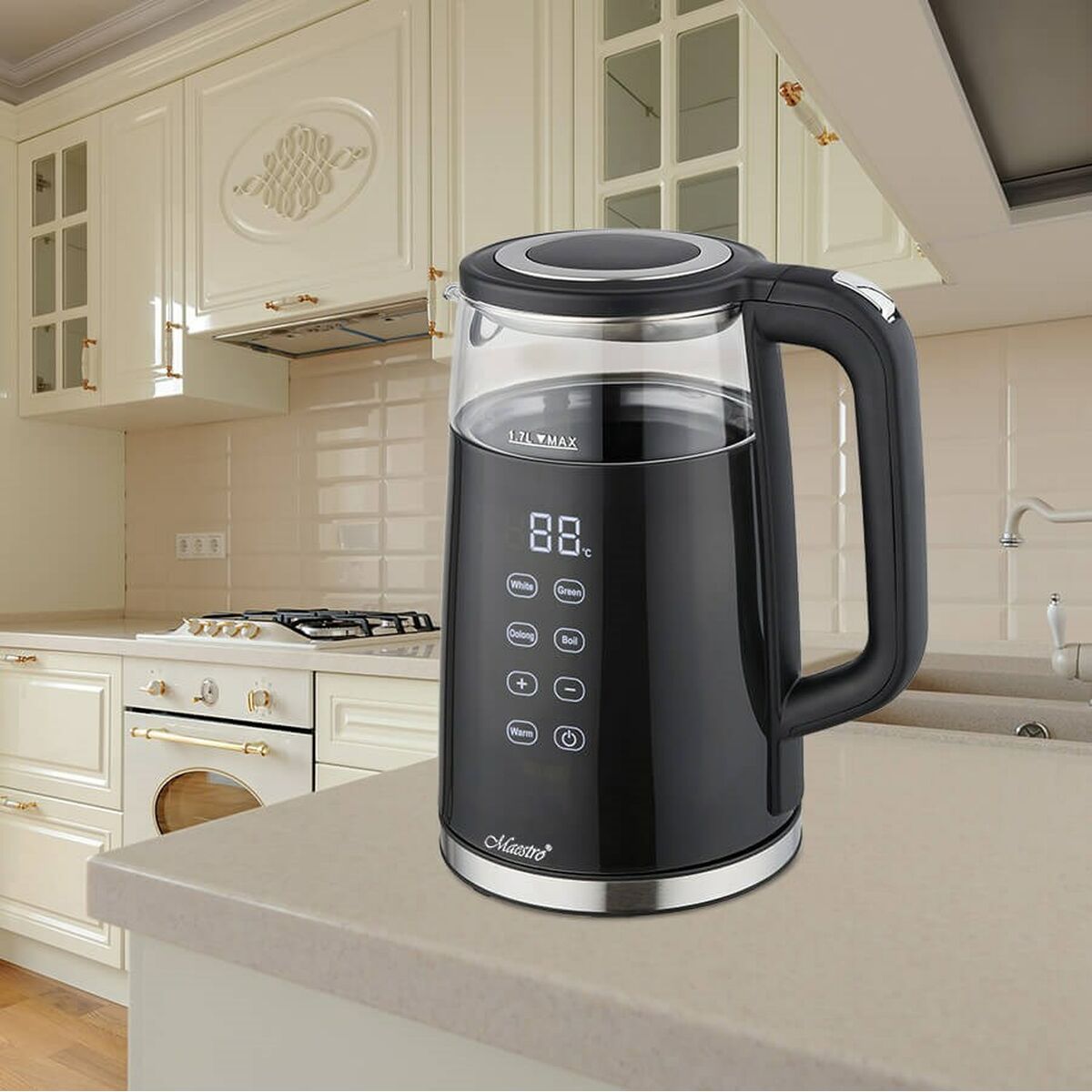 Vattenkokare Feel Maestro MR-049 Svart Transparent Glas Borosilikatglas 2200 W 1,7 L finns hos Aktivcamping