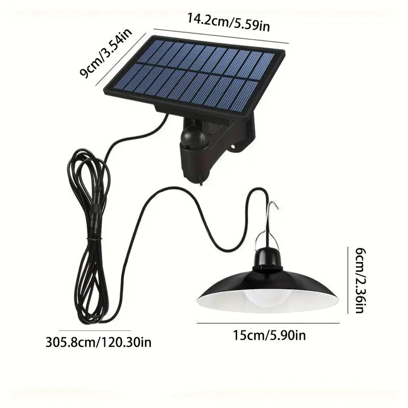 Dubbel hängande Lampa med Solcell och Rörelsesensor - LED Pendel med Fjärrkontroll