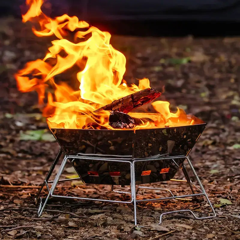 Portabel vedspis i rostfritt stål för utomhusmatlagning finns hos Aktivcamping