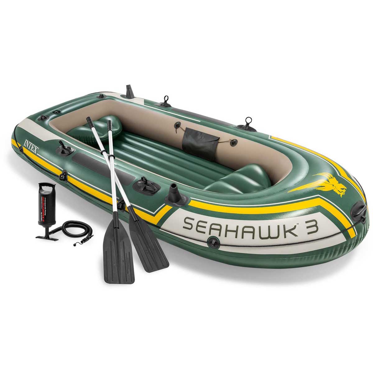 Intex Seahawk 3 Uppblåsbar Båt för 3 Personer med Spöhållare