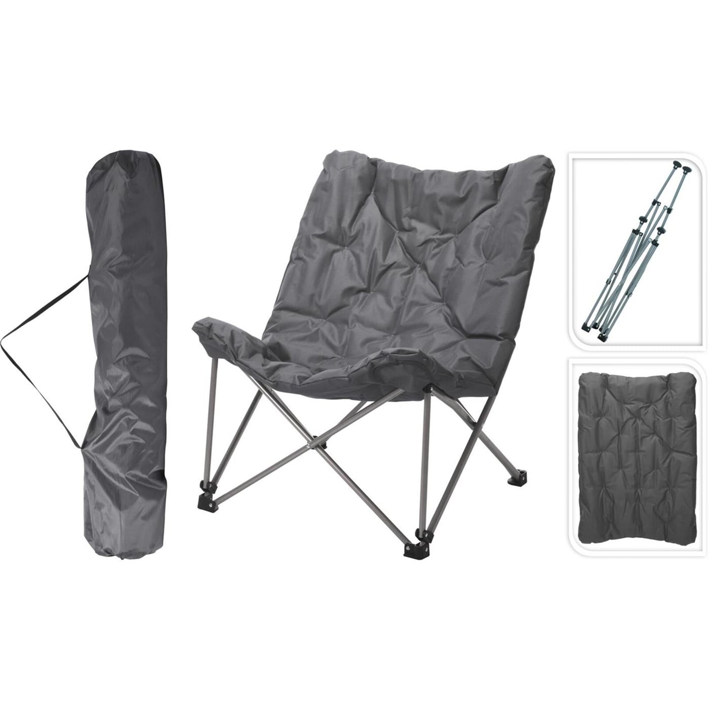 Hopfällbar Campingstol Redcliffs grå stål polyester
