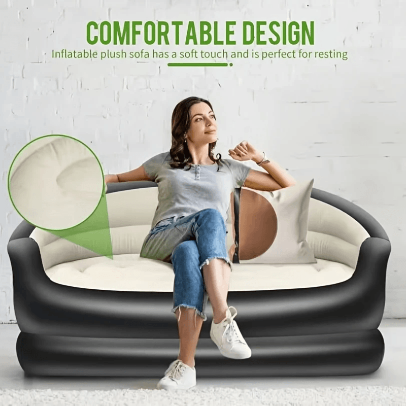 Uppblåsbar 2-personers soffa med fotpump grå PVC ergonomisk design finns hos Aktivcamping