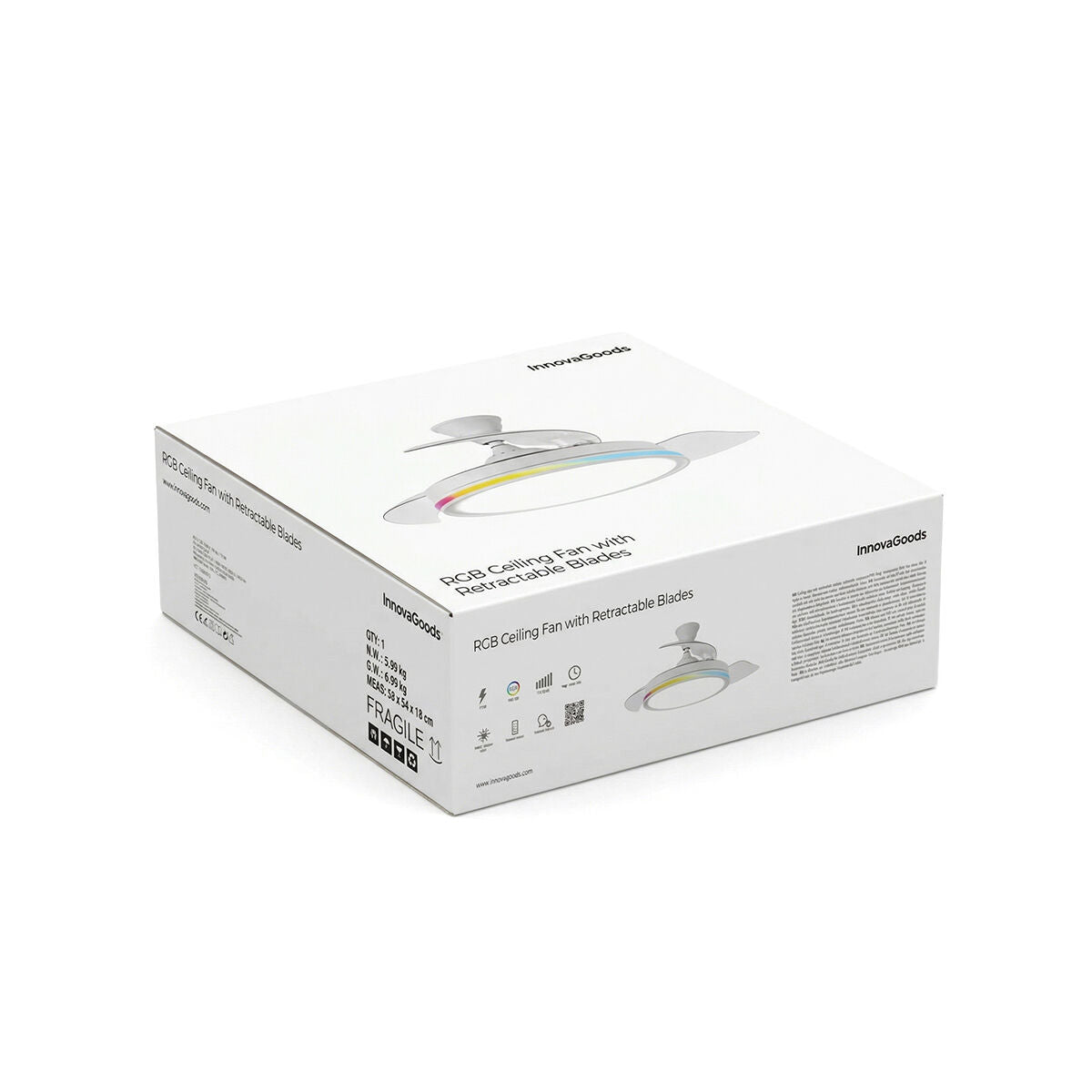 Takfläkt med RGB LED-belysning, 4 infällbara blad och fjärrkontroll InnovaGoods - finns hos Aktivcamping