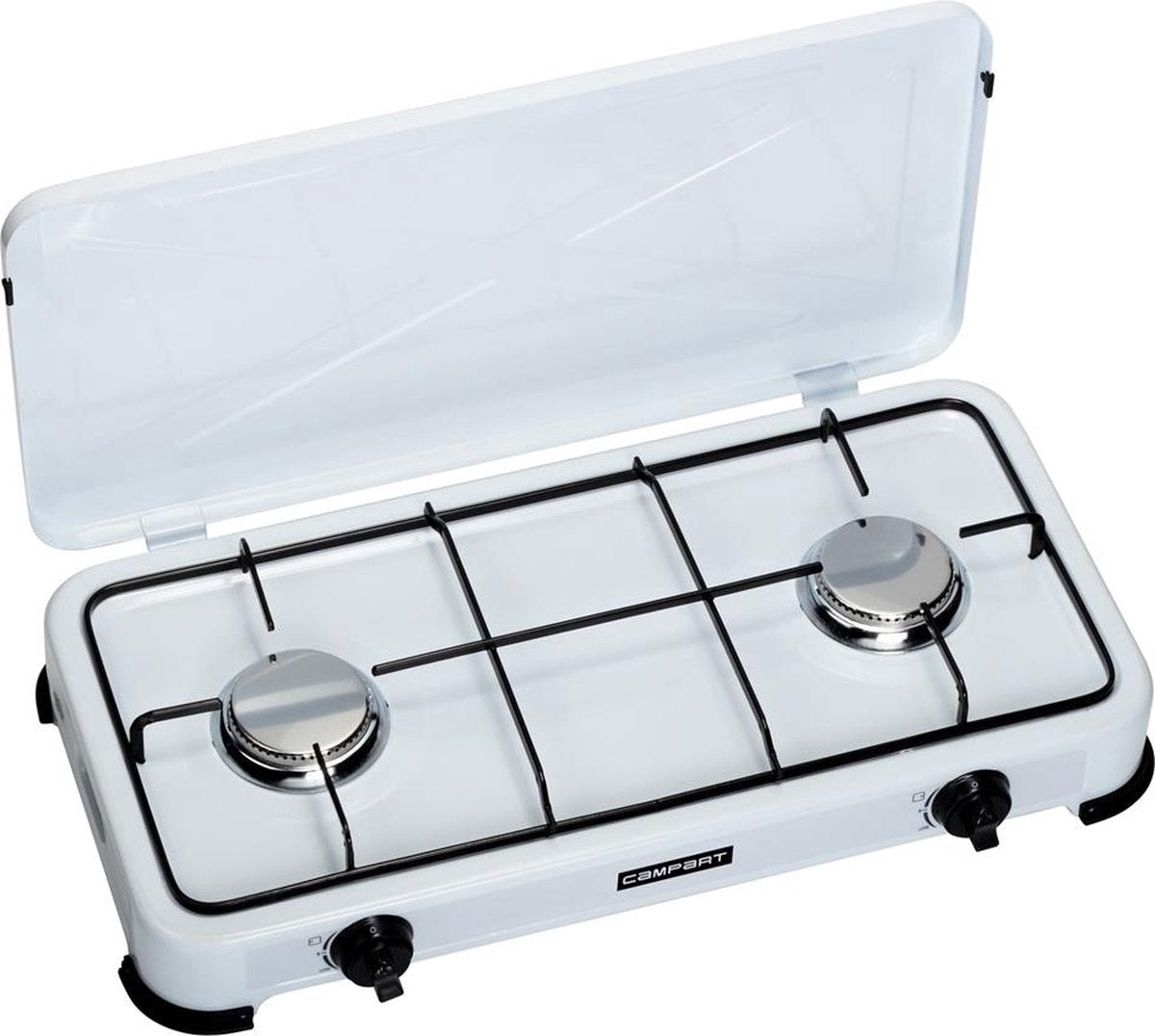 Campingkök Campart KO-6382 2 Brännare Gasolkök Rostfritt Stål Vit
