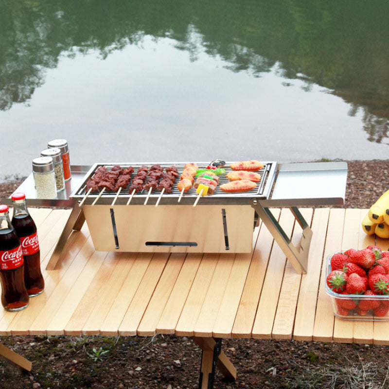 Hopfällbar Kolgrill i rostfritt stål för utomhusbruk - portabel och hållbar finns hos Aktivcamping
