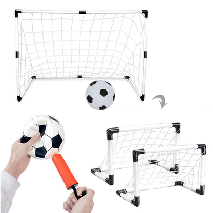 Fotbollsmål set 2 i 1 justerbart med boll och pump finns hos Aktivcamping