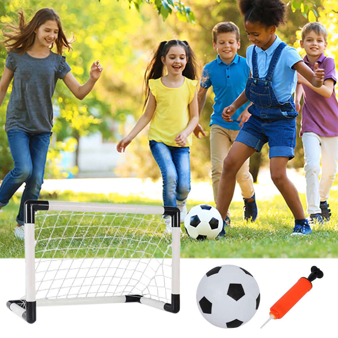 Fotbollsmål set 2 i 1 justerbart med boll och pump finns hos Aktivcamping