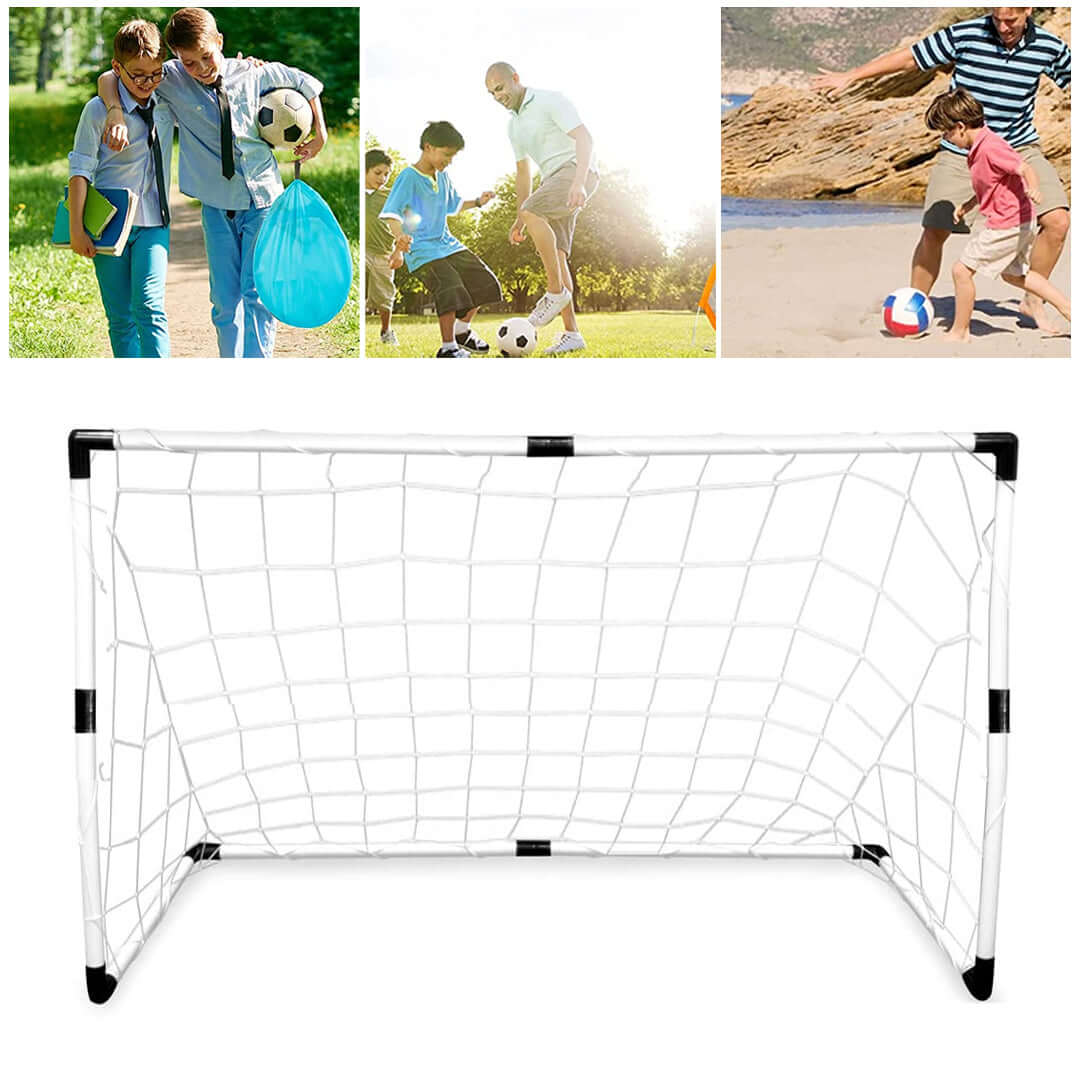 Fotbollsmål set 2 i 1 justerbart med boll och pump finns hos Aktivcamping