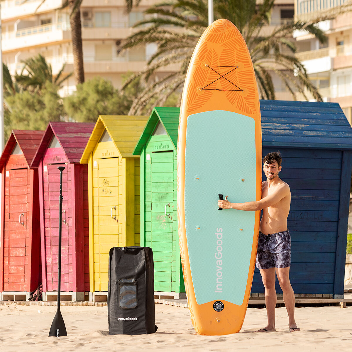 2-i-1 uppblåsbar paddel surfbräda med säte och tillbehör Siros InnovaGoods 10'5" 320 cm finns hos Aktivcamping
